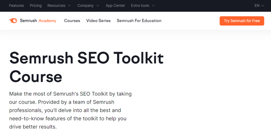 SEMrush SEO Toolkit Course