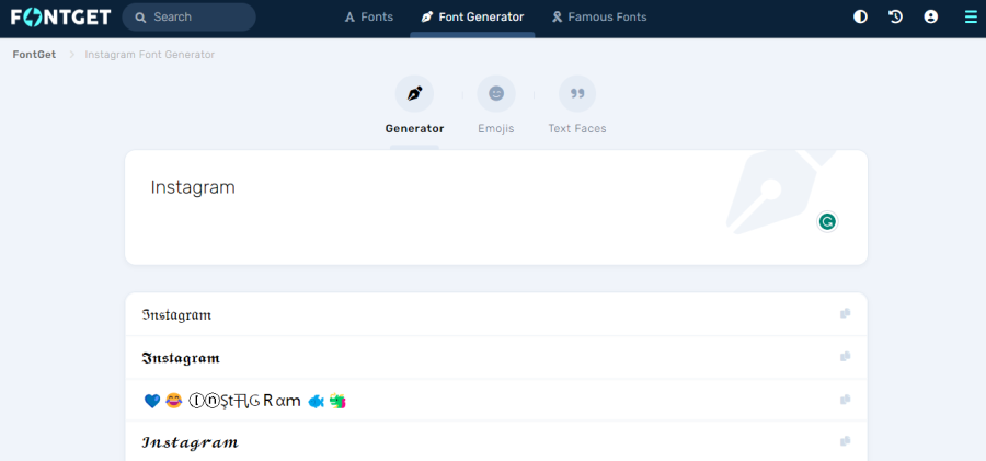 FontGet for Instagram Font Generator