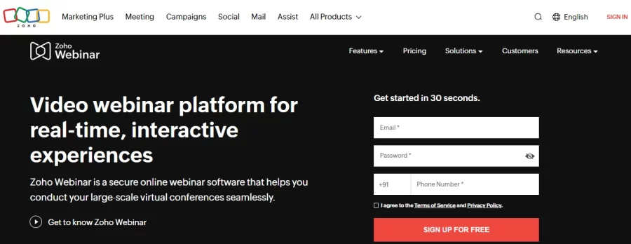 ZohoMeeting Webinar Service