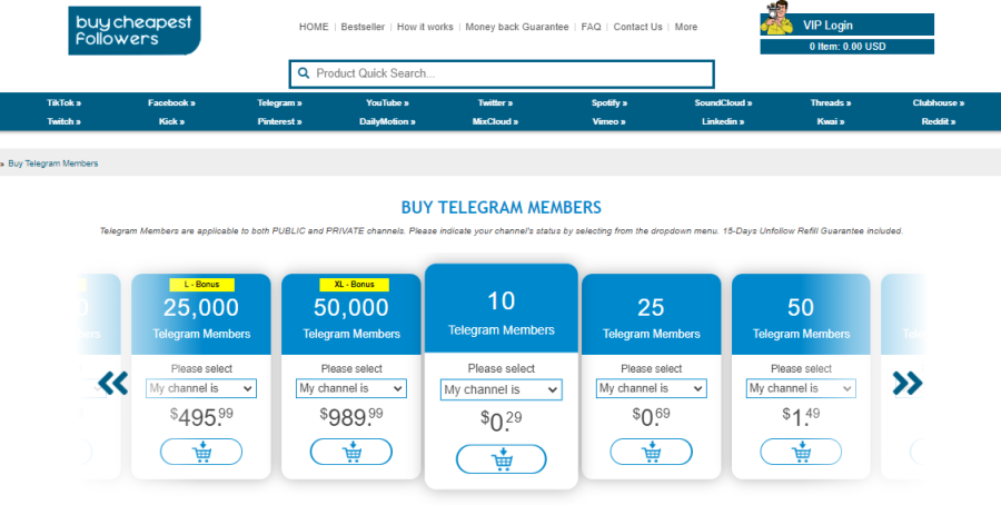 Buy Cheapest Followers Telegram Members