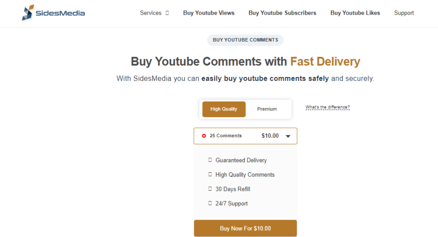 SidesMedia Buy YouTube Comments