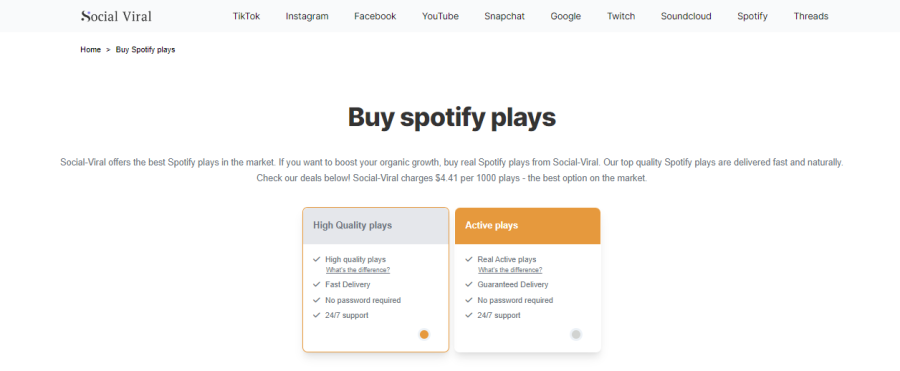 Social Viral Buy Spotify Plays