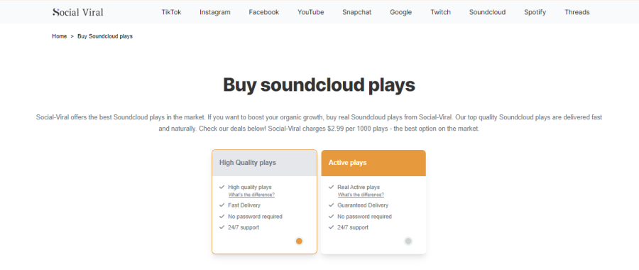 Social Viral SoundCloud Plays