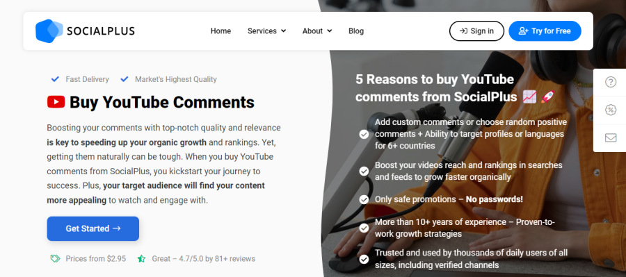 SocialPlus Buy YouTube Comments