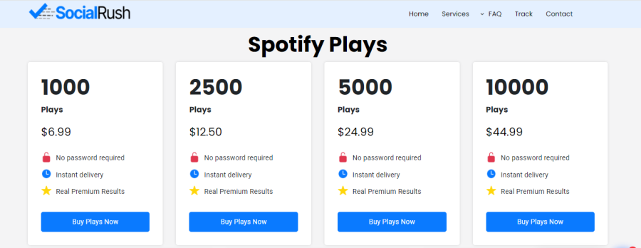 SocialRush Buy Spotify Plays