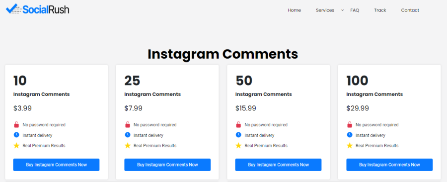 SocialRush Buy Instagram Comments