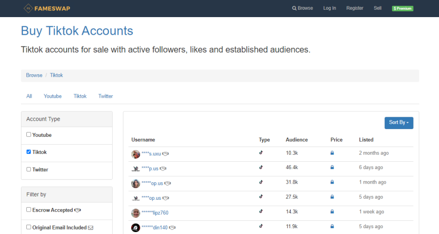 FameSwap Buy TikTok Accounts