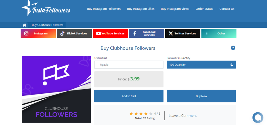 InstaFollowers Buy Clubhouse Followers