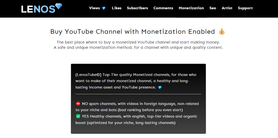 LenosTube Buy YouTube Channels