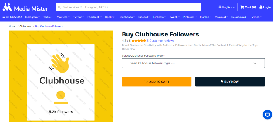 MediaMister Buy Clubhouse Followers