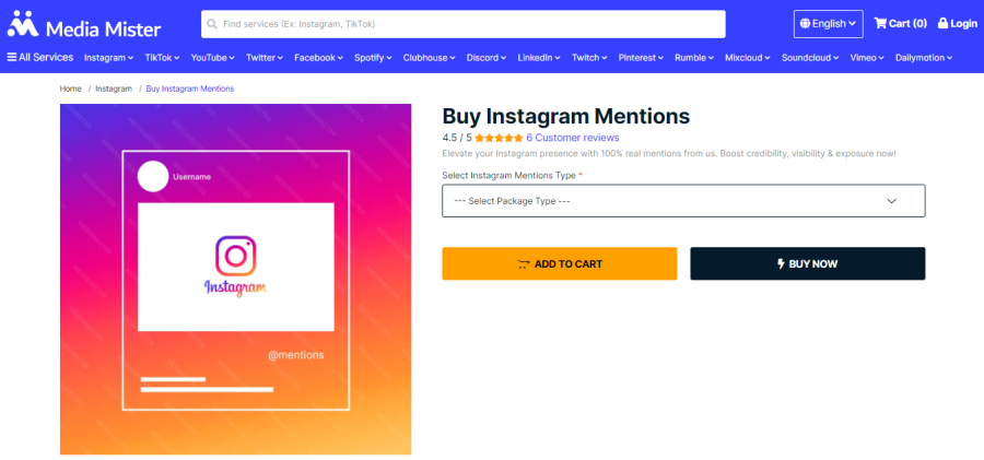 MediaMister Buy Instagram Mentions