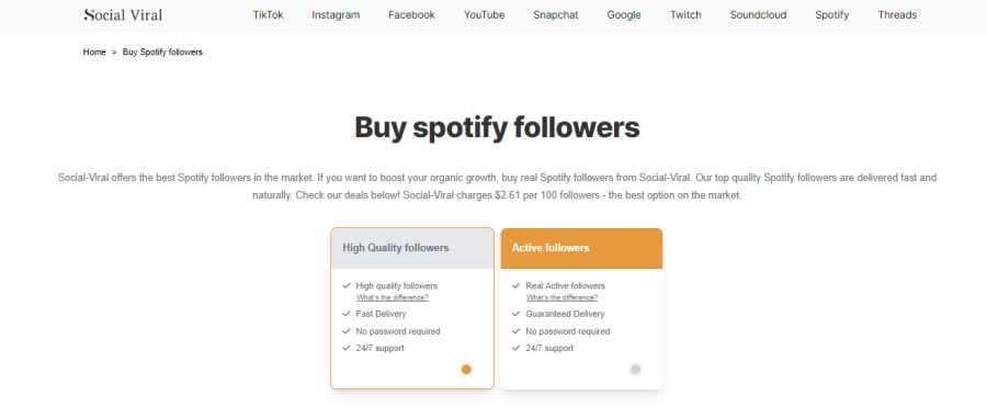 Social-Viral Buy Spotify Followers