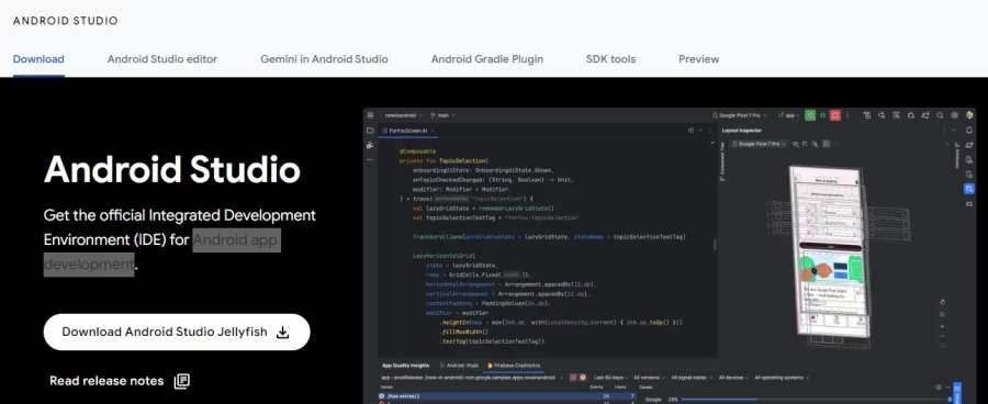 Android Studio App Development Tool