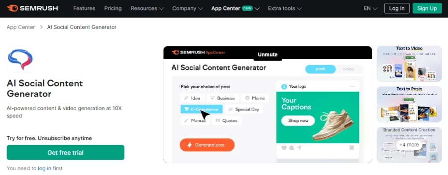 Semrush AI Social Post Generator
