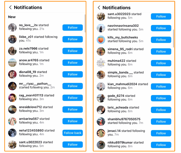 Received Followers List