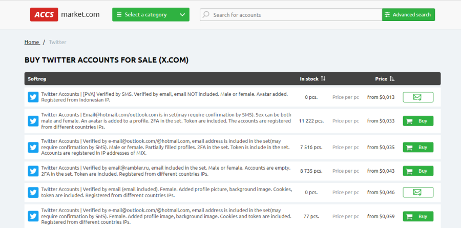 ACCS Market Buy X Accounts