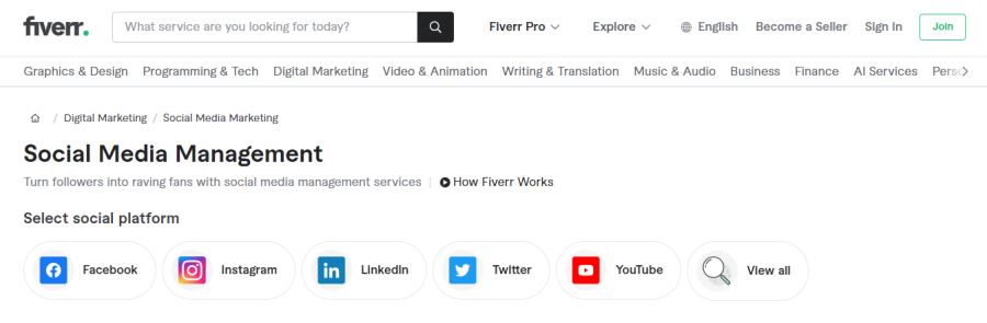 Fiverr Social Management Services