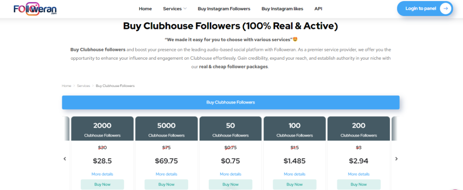 FollowerRan Buy Clubhouse Followers