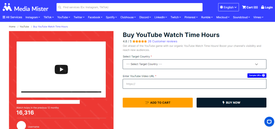 Media Mister Buy YouTube Watch Hours