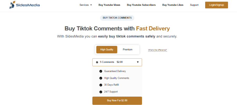 Sides Media Buy TikTok Comments