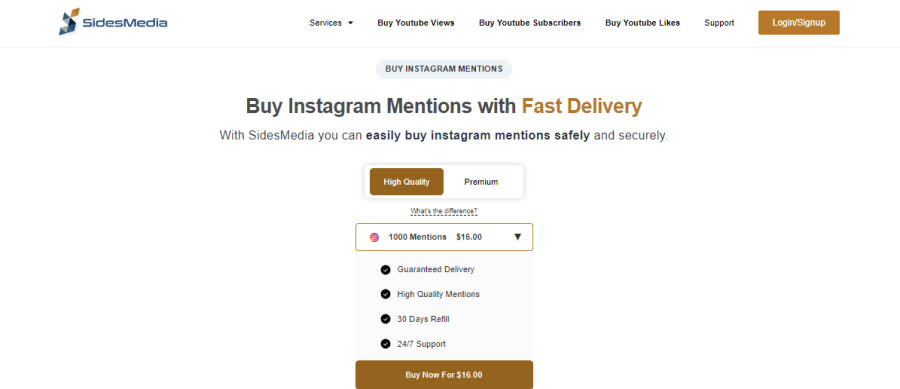 SidesMedia Buy Instagram Mentions