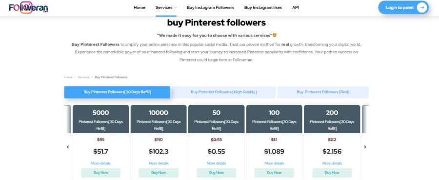 Followeran Pinterest Followers