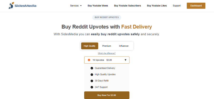 SidesMedia Buy Reddit Upvotes