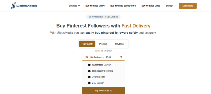 SidesMedia Buy Pinterest Followers