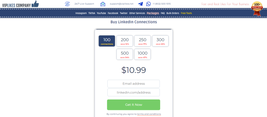 VipLikes Buy Linkedin Connections